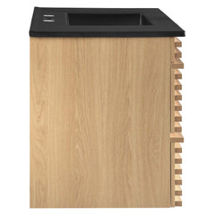 Render Oak/Black 36" Wall-Mount Bathroom Vanity - Ornate Home