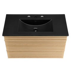Render Oak/Black 36" Wall-Mount Bathroom Vanity - Ornate Home