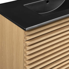 Render Oak/Black 36" Wall-Mount Bathroom Vanity - Ornate Home