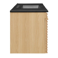 Render Oak/Black 48" Wall-Mount Bathroom Vanity - Ornate Home