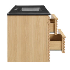 Render Oak/Black 48" Wall-Mount Bathroom Vanity - Ornate Home