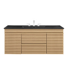 Render Oak/Black 48" Wall-Mount Bathroom Vanity - Ornate Home