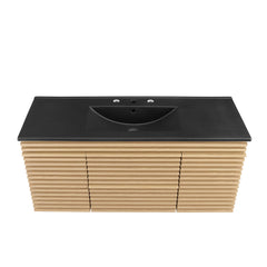 Render Oak/Black 48" Wall-Mount Bathroom Vanity - Ornate Home
