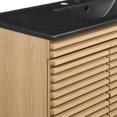 Render Oak/Black 48" Wall-Mount Bathroom Vanity - Ornate Home