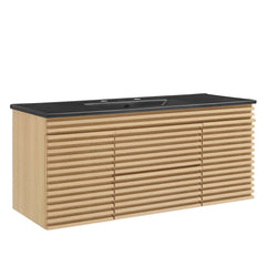 Render Oak/Black 48" Wall-Mount Bathroom Vanity - Ornate Home