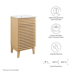 Render Oak/White 18" Bathroom Vanity Cabinet - Ornate Home