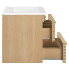 Render Oak/White 24" Wall-Mount Bathroom Vanity - Ornate Home