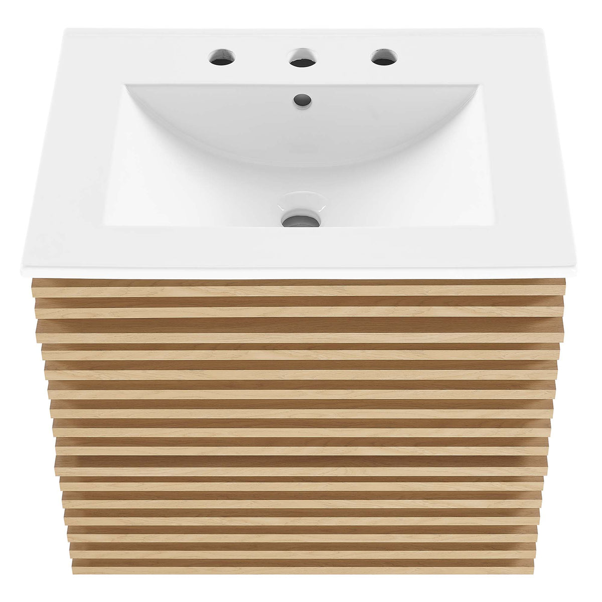 Render Oak/White 24" Wall-Mount Bathroom Vanity - Ornate Home