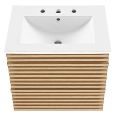 Render Oak/White 24" Wall-Mount Bathroom Vanity - Ornate Home