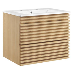 Render Oak/White 24" Wall-Mount Bathroom Vanity - Ornate Home