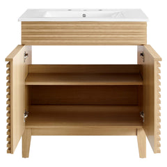 Render Oak/White 30" Bathroom Vanity Cabinet - Ornate Home