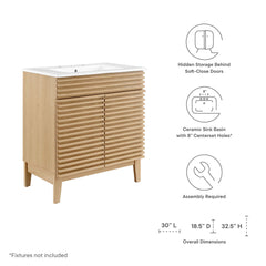 Render Oak/White 30" Bathroom Vanity Cabinet - Ornate Home