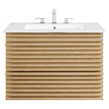 Render Oak/White 30" Wall-Mount Bathroom Vanity - Ornate Home