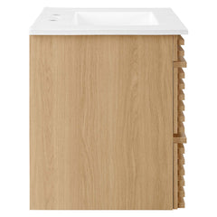 Render Oak/White 30" Wall-Mount Bathroom Vanity - Ornate Home