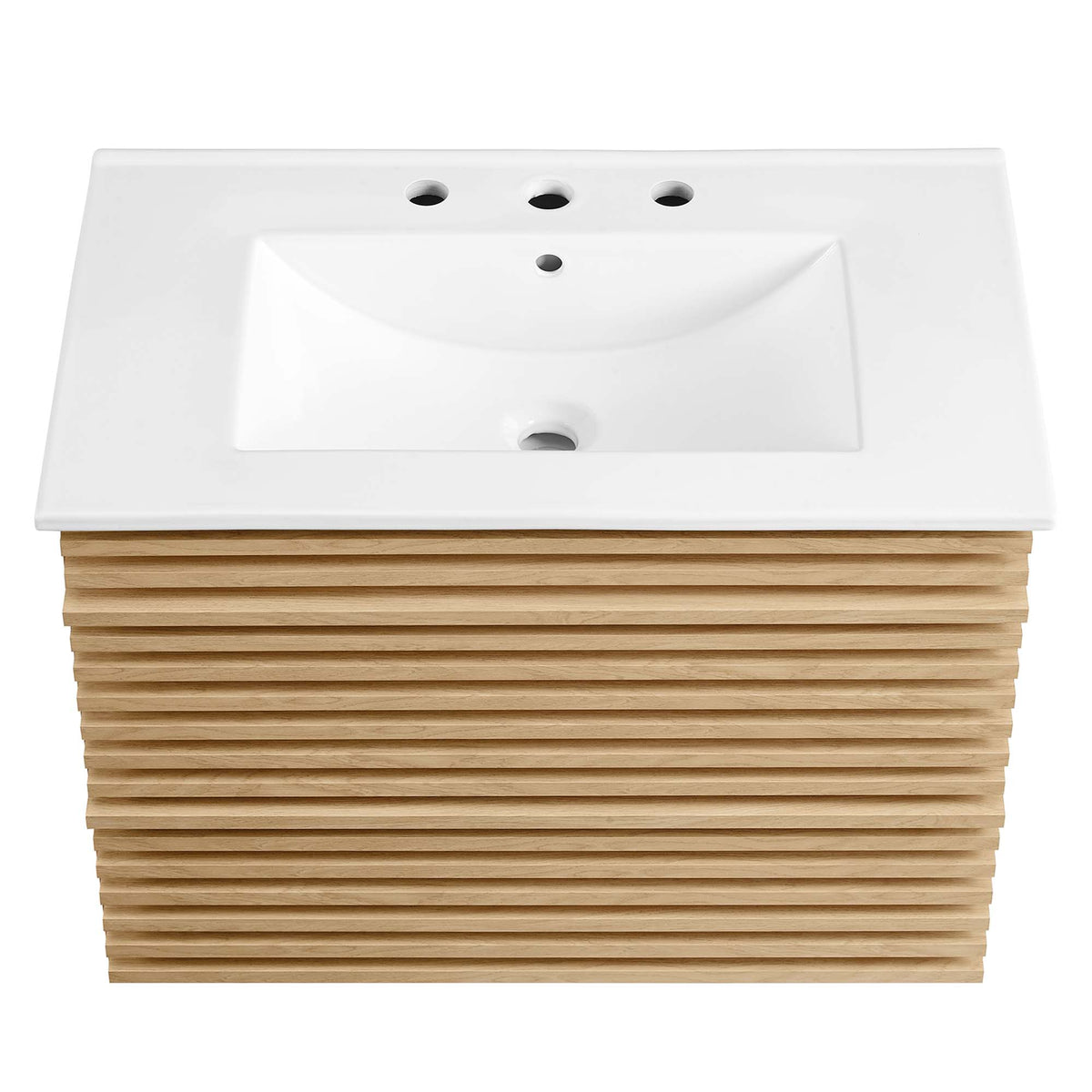 Render Oak/White 30" Wall-Mount Bathroom Vanity - Ornate Home