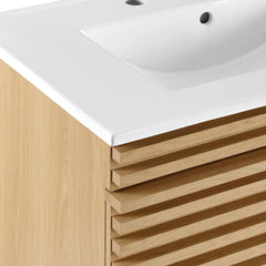 Render Oak/White 30" Wall-Mount Bathroom Vanity - Ornate Home