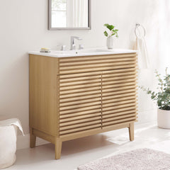 Render Oak/White 36" Bathroom Vanity - Ornate Home