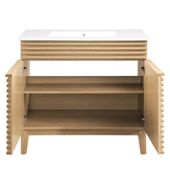 Render Oak/White 36" Bathroom Vanity - Ornate Home