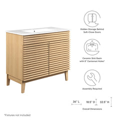 Render Oak/White 36" Bathroom Vanity - Ornate Home
