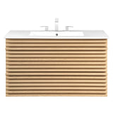 Render Oak/White 36" Wall-Mount Bathroom Vanity - Ornate Home