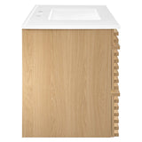 Render Oak/White 36" Wall-Mount Bathroom Vanity - Ornate Home