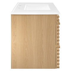 Render Oak/White 36" Wall-Mount Bathroom Vanity - Ornate Home