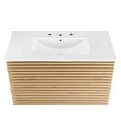 Render Oak/White 36" Wall-Mount Bathroom Vanity - Ornate Home