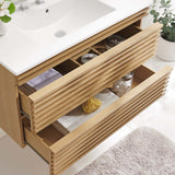 Render Oak/White 36" Wall-Mount Bathroom Vanity - Ornate Home