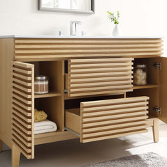 Render Oak/White 48" Single Sink Bathroom Vanity - Ornate Home