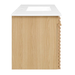 Render Oak/White 48" Wall-Mount Bathroom Vanity - Ornate Home