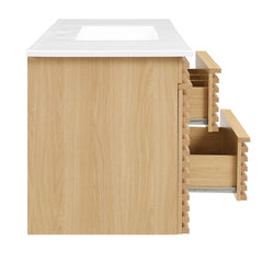 Render Oak/White 48" Wall-Mount Bathroom Vanity - Ornate Home