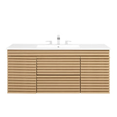 Render Oak/White 48" Wall-Mount Bathroom Vanity - Ornate Home
