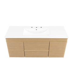 Render Oak/White 48" Wall-Mount Bathroom Vanity - Ornate Home