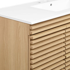 Render Oak/White 48" Wall-Mount Bathroom Vanity - Ornate Home