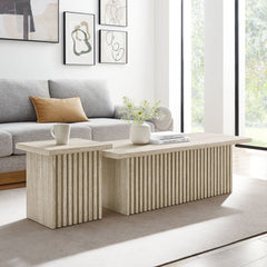 Render Travertine Nesting Coffee Tables (Set of 2) - Ornate Home