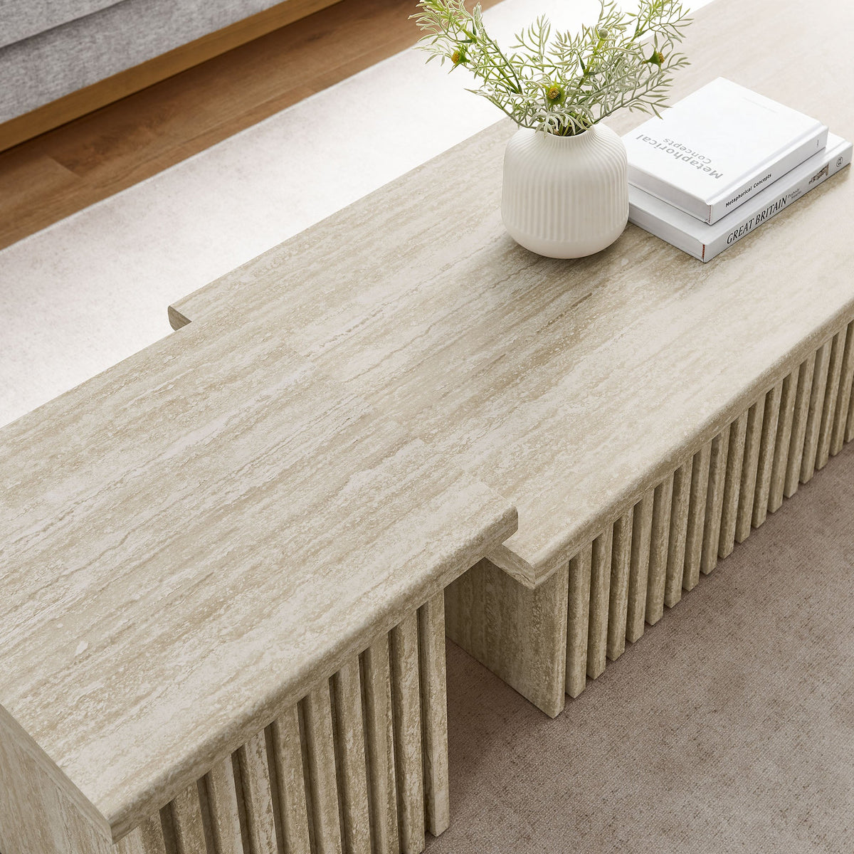 Render Travertine Nesting Coffee Tables (Set of 2) - Ornate Home