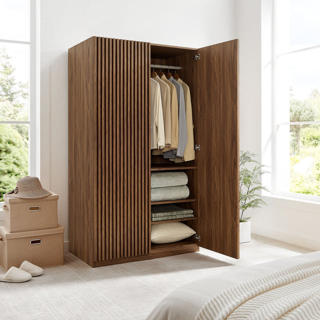 Render Walnut 2-Door Wardrobe Closet - Ornate Home