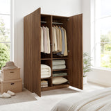 Render Walnut 2-Door Wardrobe Closet - Ornate Home