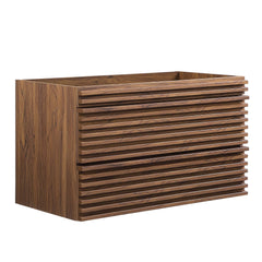 Render Walnut 36" Wall-Mount Bathroom Vanity Cabinet (Sink Basin Not Included) - Ornate Home