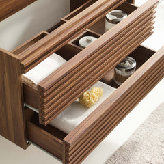 Render Walnut 36" Wall-Mount Bathroom Vanity Cabinet (Sink Basin Not Included) - Ornate Home