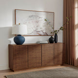Render Walnut 4-Door Fluted Sideboard Cabinet TV Stand - Ornate Home
