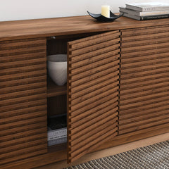 Render Walnut 4-Door Fluted Sideboard Cabinet TV Stand - Ornate Home