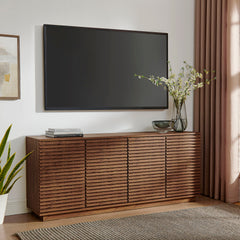 Render Walnut 4-Door Fluted Sideboard Cabinet TV Stand - Ornate Home
