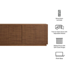 Render Walnut 4-Door Fluted Sideboard Cabinet TV Stand - Ornate Home