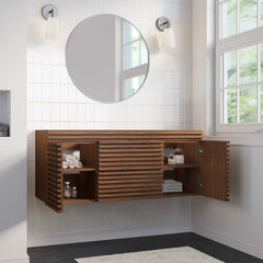 Render Walnut 48" Single Sink Compatible (Not Included) Bathroom Vanity Cabinet - Ornate Home