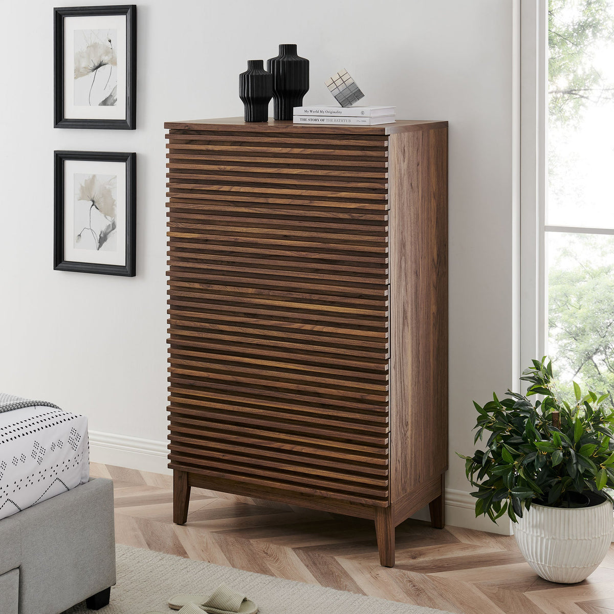 Render Walnut 5-Drawer Chest