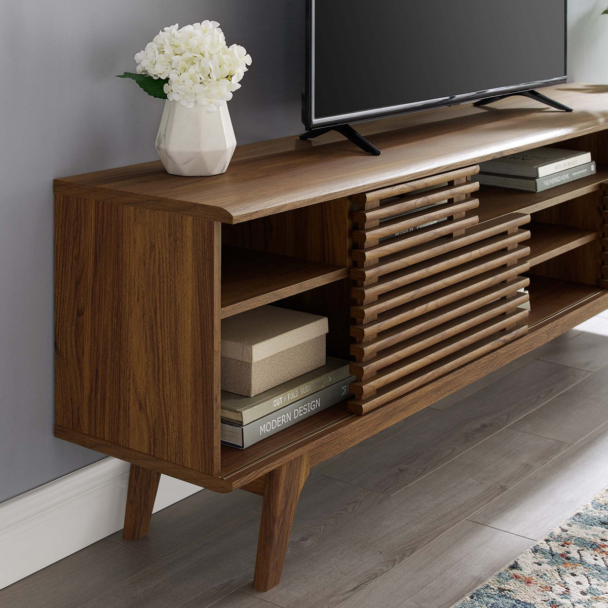 Render Walnut 71" Media Console TV Stand - Ornate Home
