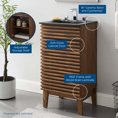 Render Walnut/Black 18" Bathroom Vanity - Ornate Home
