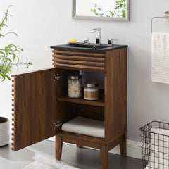 Render Walnut/Black 18" Bathroom Vanity - Ornate Home