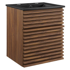 Render Walnut/Black 18" Wall-Mount Bathroom Vanity - Ornate Home